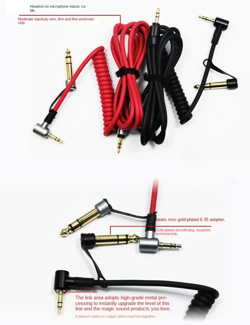 プロのデトックスオーディオケーブル,AUX伸縮スプリング,コネクタライン6.5mm,3.5mm