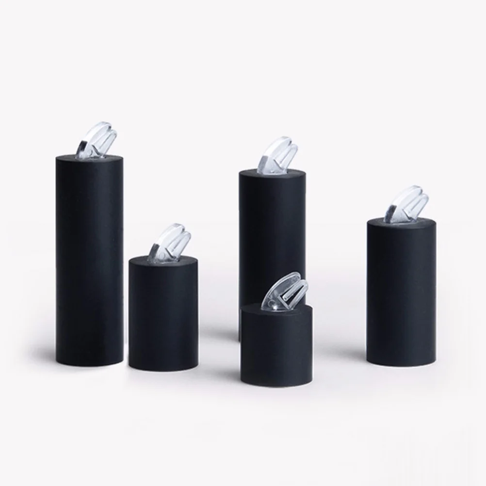 7 قطعة حامل حلقة أكريليك اسطوانة سوداء تصميم مجوهرات عرض موقف رف تخزين مدمج لمتجر الحمام مضمد #1