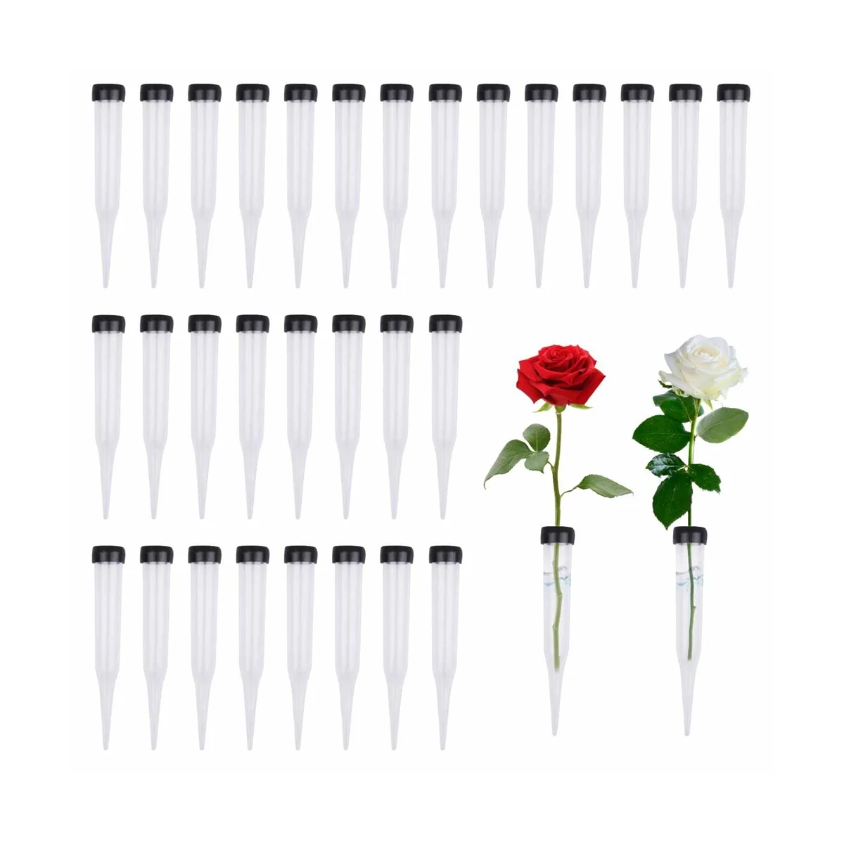 Lot de 100 tubes à fleurs réutilisables en plastique, tubes à eau transparents pour fleurs