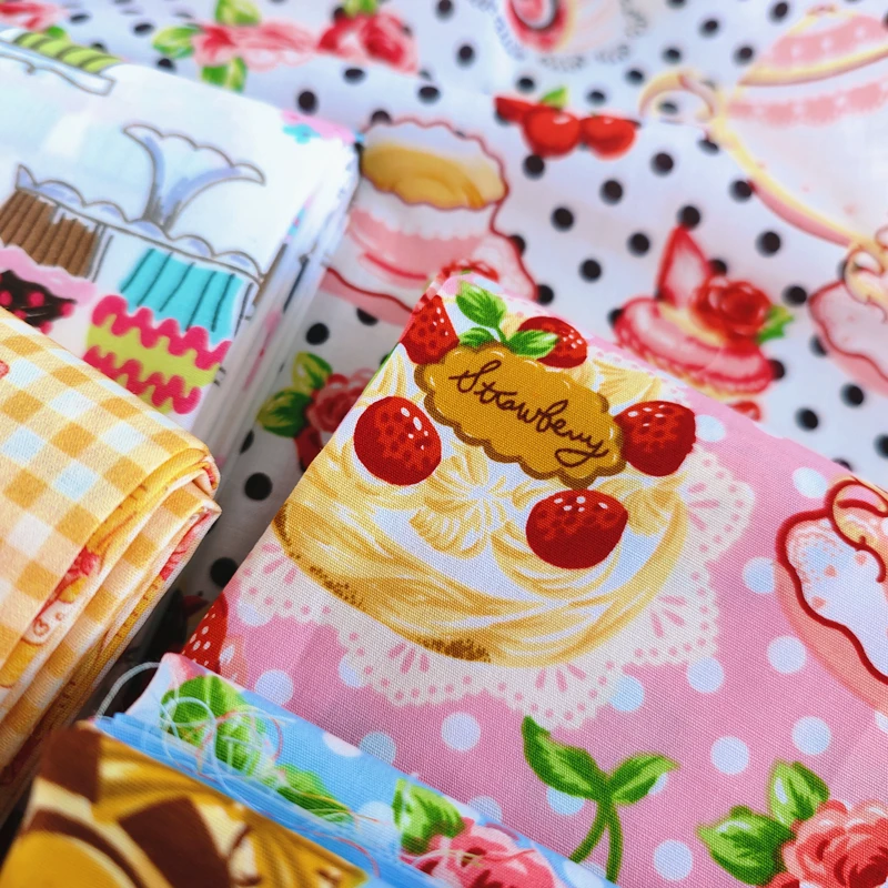 140x50cm 40s Cotton Dessert Cake Fabric Pastry Layout Background Cloth Children\'s ing Pajamas Dress Handmade