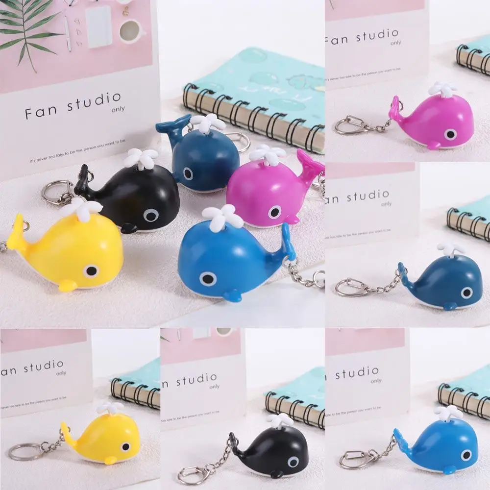 Sounds Light Sea Whale Keychain Luminous Flashlight LED Whale Keyring Cartoon Metal Rings Animal LED Keychain Bag Pendant