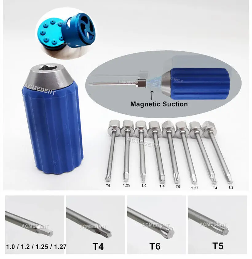 8Pcs/set Dental Torque Screwdriver Detachable Screw Driver Magnetic Wrench