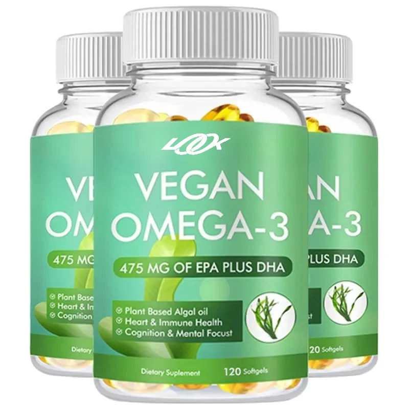 Vegan OMEGA-3 Capsules - Supports Heart, Brain and Eye Health, Nutrient Absorption, Provides Energy, Boosts Immunity