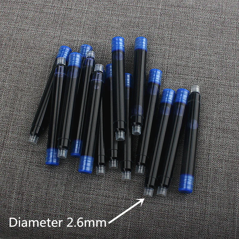 10Pcs Blue/Black Ink Cartridge Refills Fountain Pen Replaceable Ink Bag Universal Type 2.6/3.4mm Caliber Ink Bag Office Supplies