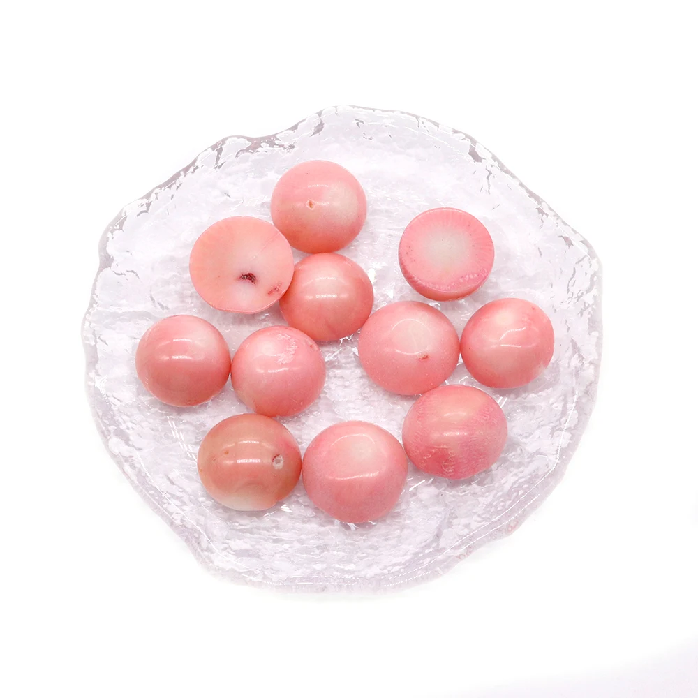 Round Flatback Pink Coral Cabochon Beads CAB Cabochon High-quality Fashion Jewelry DIY Rings Necklace Jewelry Accessories 1pc