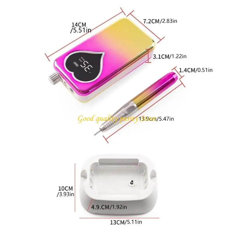 M4YA 電動ネイルグラインダー逆回転充電式コードレス爪やすり 35000 RPM ブラシレスモーター 6 サンディングバンド