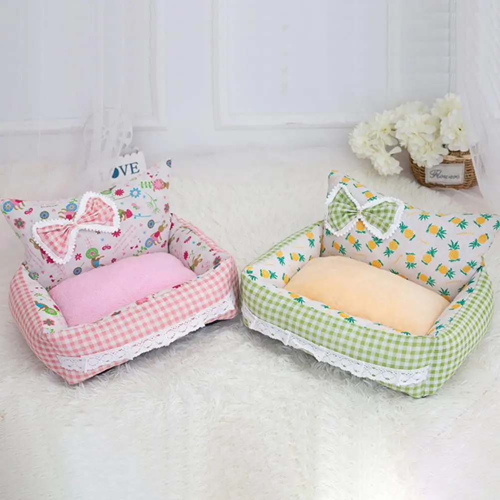 Dog Cat Bed Super Comfy Lovely Pet Cage Decoration Washable Pet Sleeping Cushion Non-Fading Crushed Flower Winter Pet Supplies