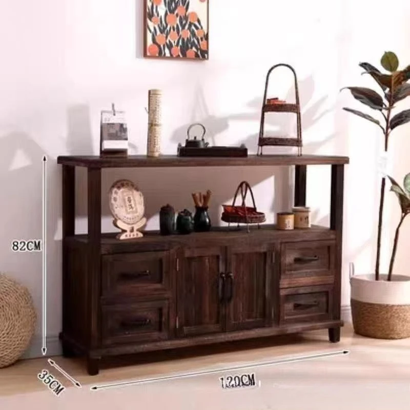Vintage solid wood sideboard storage living room old storage cabinet 6