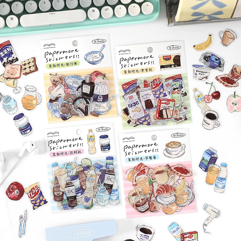 لطيف الغذاء شرب وجبة خفيفة ملصقات لسكرابوكينغ الهاتف ألبوم صور الديكور هواية الحرفية لوازم غير المرغوب فيه مجلة ملصق يدوي الصنع