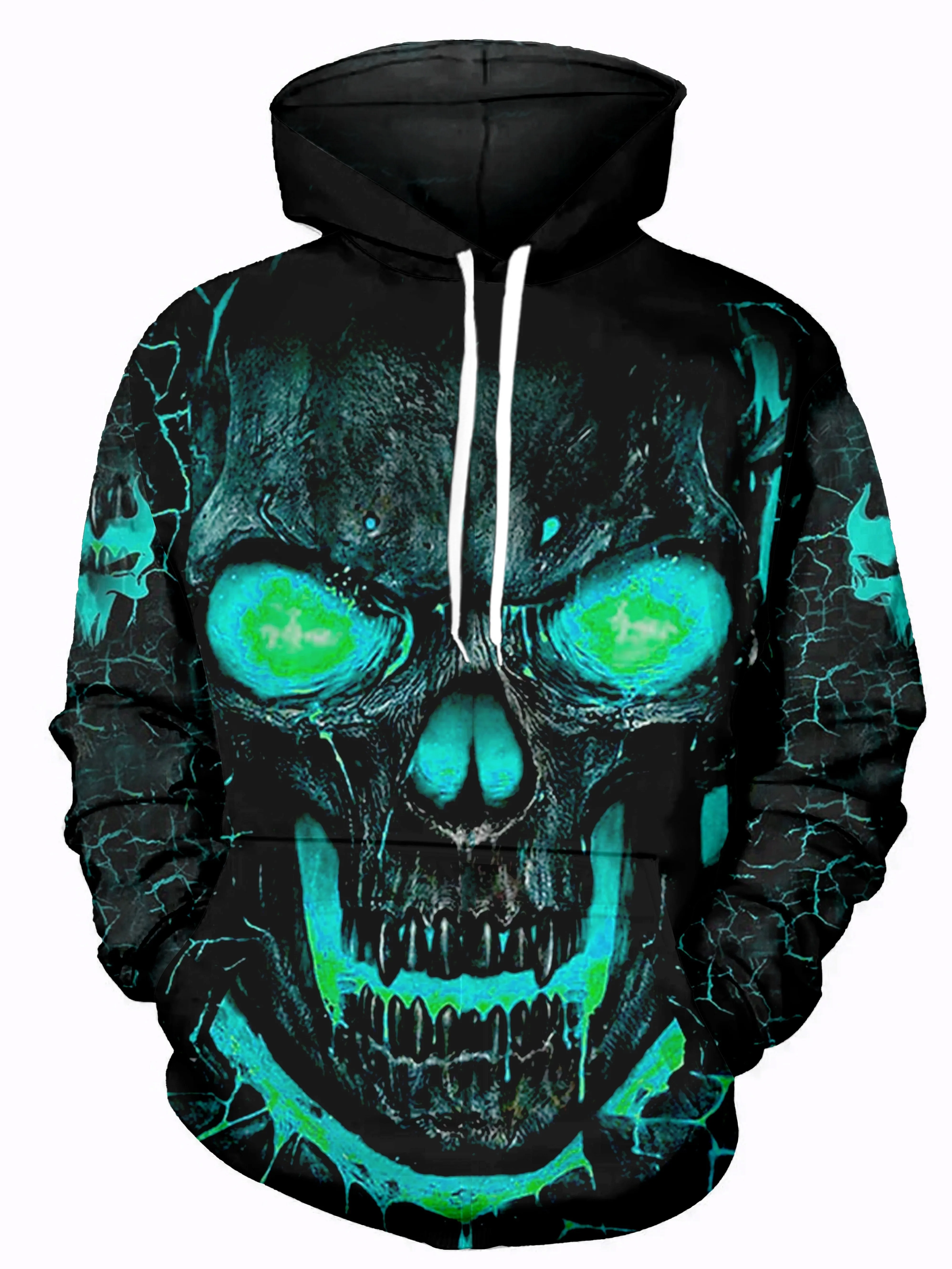 2024 Autumn and Winter New Men's 3D Full Body Skull Color Printed Hoodie Men's and Women's Casual Fashion Men's Hoodie Street