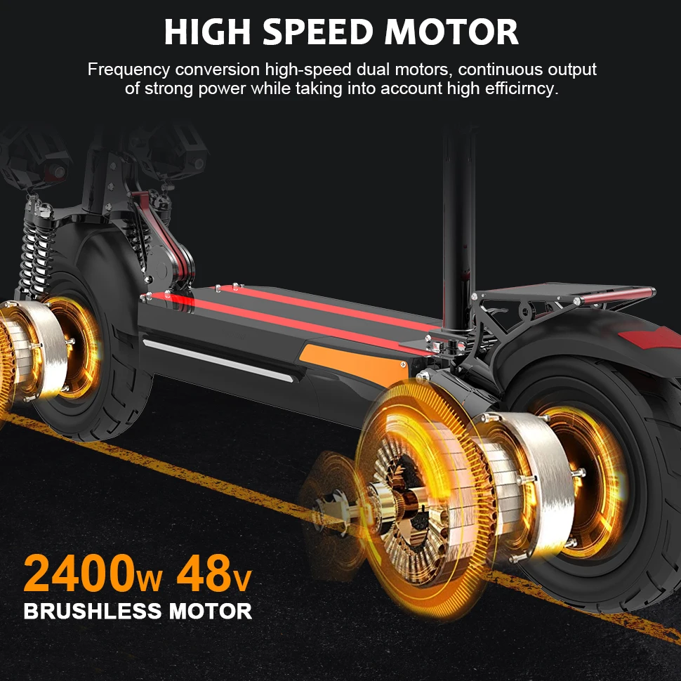 65km/h Electric Scooters Adults 48V 2400W Kickscooter Dual Motor with Seat Folding e scooter Disc Brake Skate board Escooter