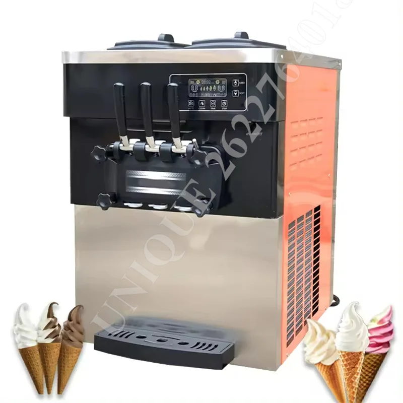 

20-28L/H Soft Ice Cream Machines Commercial Sorbet Coolers Tricolor Desktop Sweet Cone Freezing Equipment Vending Maker