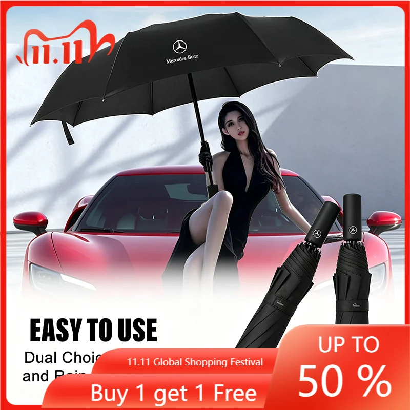 

1Pcs Car Automatic Folding Windproof Sunshade Umbrellaor Stickers For Mercedes Benz W177 W212 W213 W205 V177 W247 W176 GLA GLC