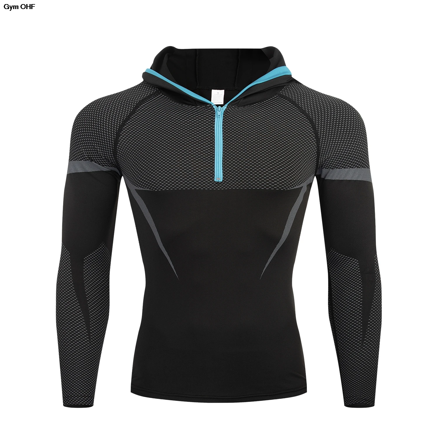 Men Bodybuilding Sport T-Shirt Quick Dry Running Shirt Compression Hooded Sweatshirt  Men Top Gym Fitness Tight Rashgard MMA