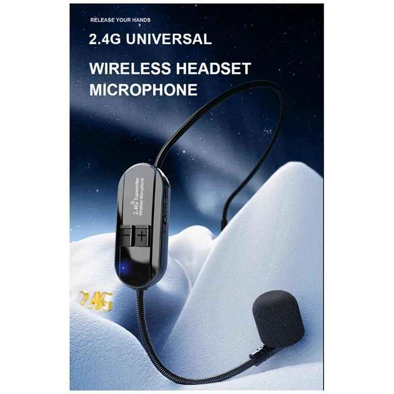 Sem fio microfone montado na cabeça, pouco abelha professor amplificador, audio fone condensador, 2.4G