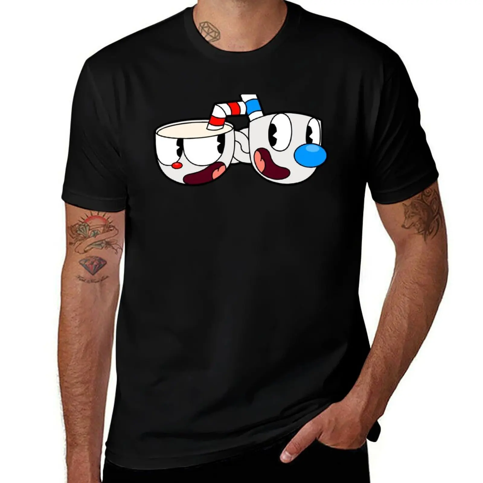 Cuphead and Mugman T-Shirt man t shirts for men casual T-Shirt