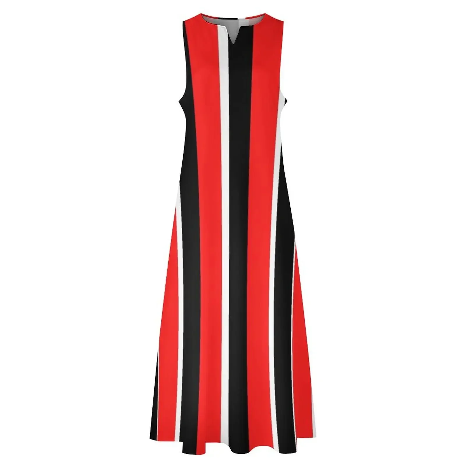 فستان طويل بتصميم مخطط باللونين الأحمر والأسود والأبيض فساتين صيفية للنساء 2025 فستان للحفلات الراقصة فساتين صيفية