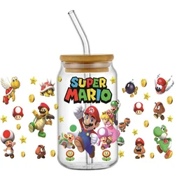 Miniso super mario racing Waterproof UV DTF Cup Mug Wraps Sticker DIY 3D Wrap Decal For 16oz Libbey Glass