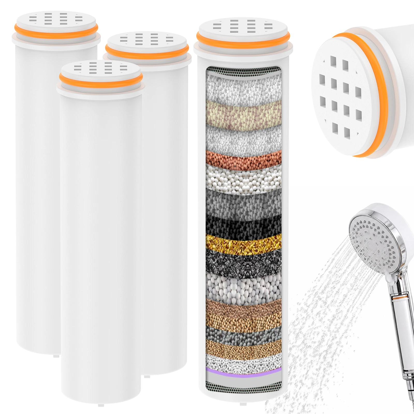 2/4Pc Showerhead Replacement Filter Handheld Shower Head Filter Replacement Cartridge for Improving Hard Water Removing Chlorine