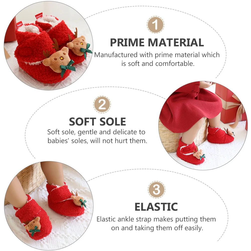

Christmas Baby Shoes Nonslip Soft Sole Comfortable Walking Infant Toddler Boots Elastic Ankle Strap Anti Slip Shoe Bottom Prime