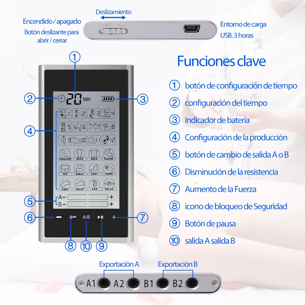 EMS Electric Muscle Stimulator Therapy 24 modalità 4 Output Channel Tens Unit Machine fisioterapia Pulse Body Massager Dropship