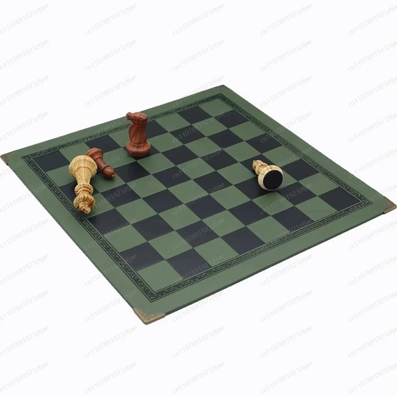 Chess leather chessboard leather jumping board game accessories with metal protective corner