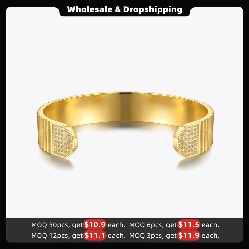 ENFASHION Zircon Bracelet For Women Stainless Steel Elegant Cuff Bracelets Gold Color Fashion Jewelry Party Pulseras B212255