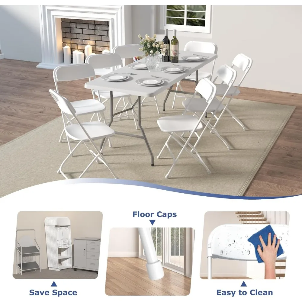 Folding Chairs, Plastic Folding Chairs Outdoor Indoor, 350lb Capacity,Portable Event Chair, Lightweight Folding Chair image 5