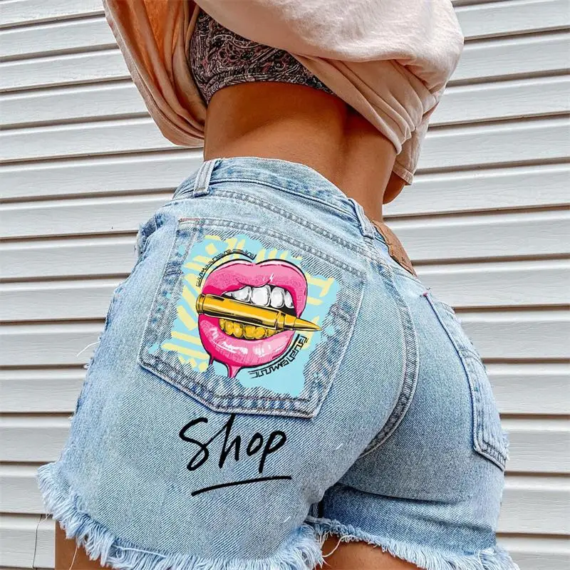 Women's Denim Shorts 2024 Summer New Spice Girls Personality Fashion Casual Ripped Simple Plus Size Shorts