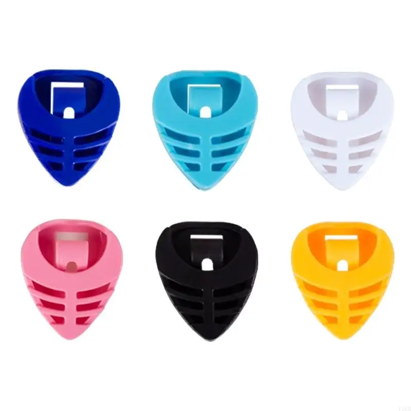 

6Pcs Plastic On Guitar Pick Case Guitar Pick Holder with Adhesive Back and Spring for Acoustic Guitar Bass Ukulele