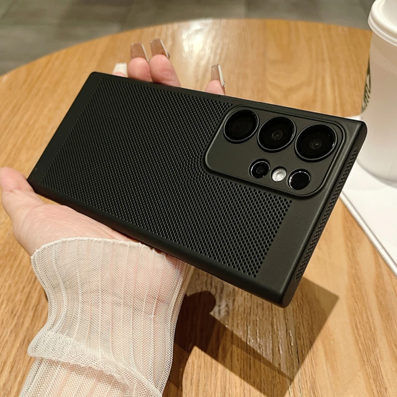 Mesh Wärmeableitung Atmungsaktive PC-Hülle für Samsung S25 S24 S23 S22 S21 Plus Note 10 20 Ultra S20FE Ultradünne, matte Hartschale – Detail 10