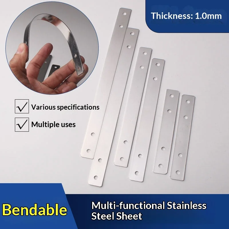 Thicken Bendable Stainless Steel Corner Bracket 90 Degree Right Angle Iron Sheet Straight Connector for Furniture Fixing