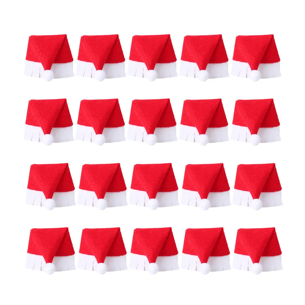 

20PCS Christmas Glasses Covers Santa Hat Flutes Cover for Party Favors Holiday Gifts Christmas Decorations
