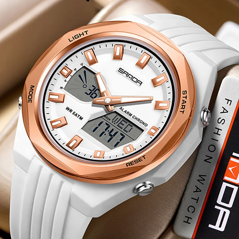 

Женские спортивные часы, лучший бренд, роскошные женские цифровые женские наручные часы для двойного дисплея, многофункциональные наручные часы, женские часы