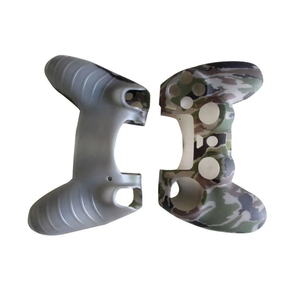 Silicone Rubber Protective Grip Cover Camouflage Grey Case for 4 Controller Gamepad Accessories Washable Comfortable