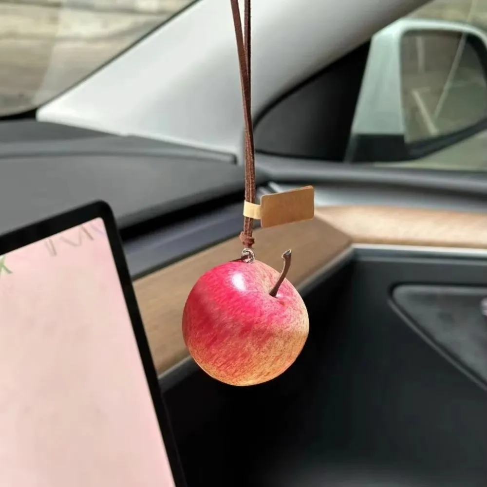 Apple Simulated Car Ornament Hanging Fruit Shaped Rearview Mirror Pendant Foam Auto Interior Bag Pendant Decor Christmas Gift