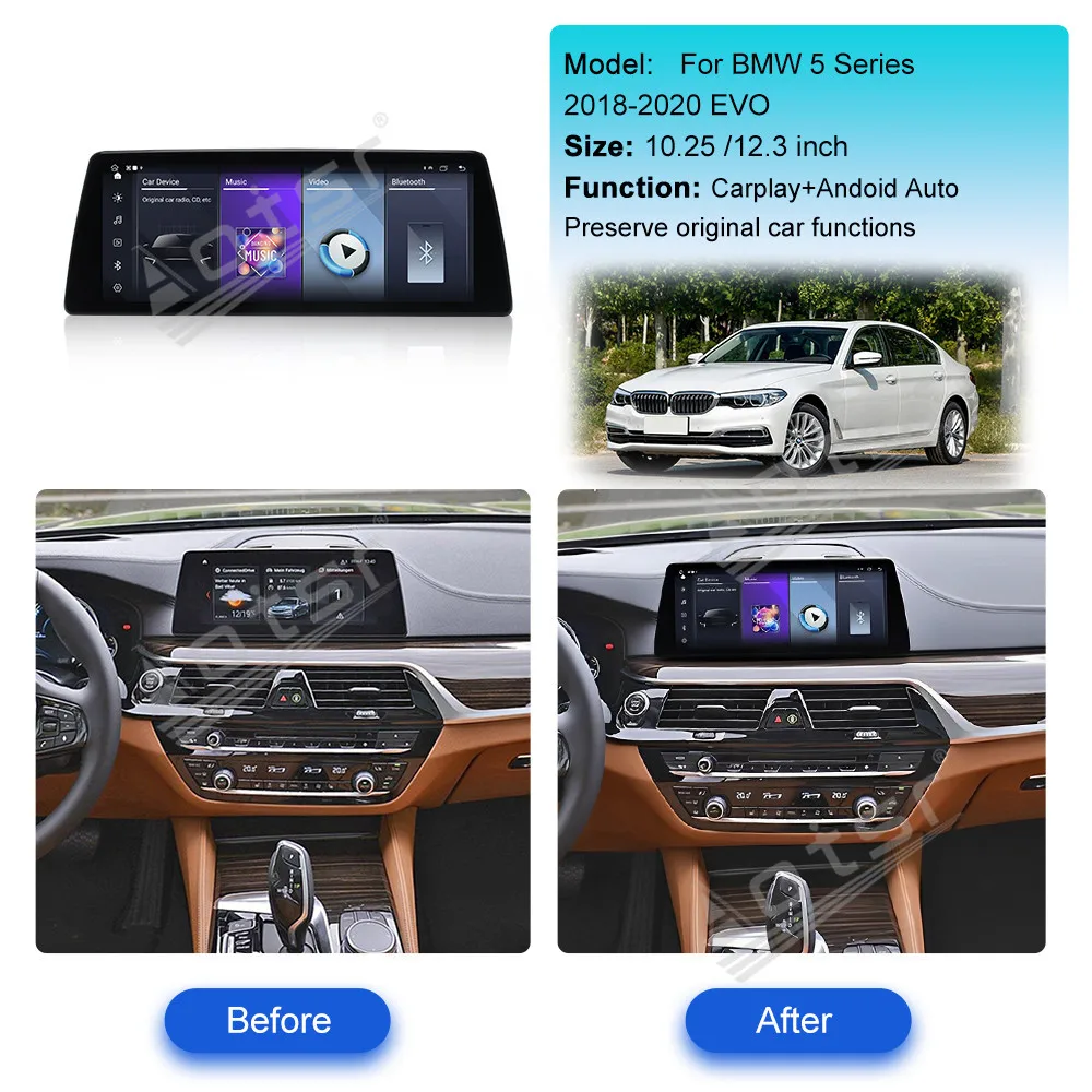 Linux Android Auto Carplay 12.3 Inch For BMW 5 Series 2018~2020  Car Multimedia Automotive GPS Navi Car Radio Stereo Head Unit