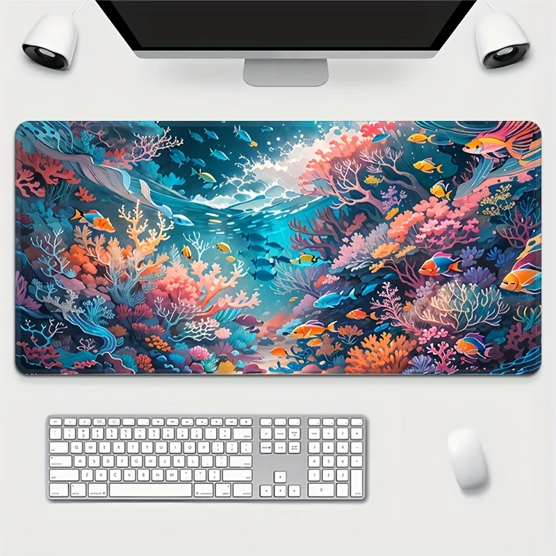 Underwater Coral, Natural Rubber Material, Stitched Edge Durable, Suitable for Office Computers, Laptops, Gaming/Office Use