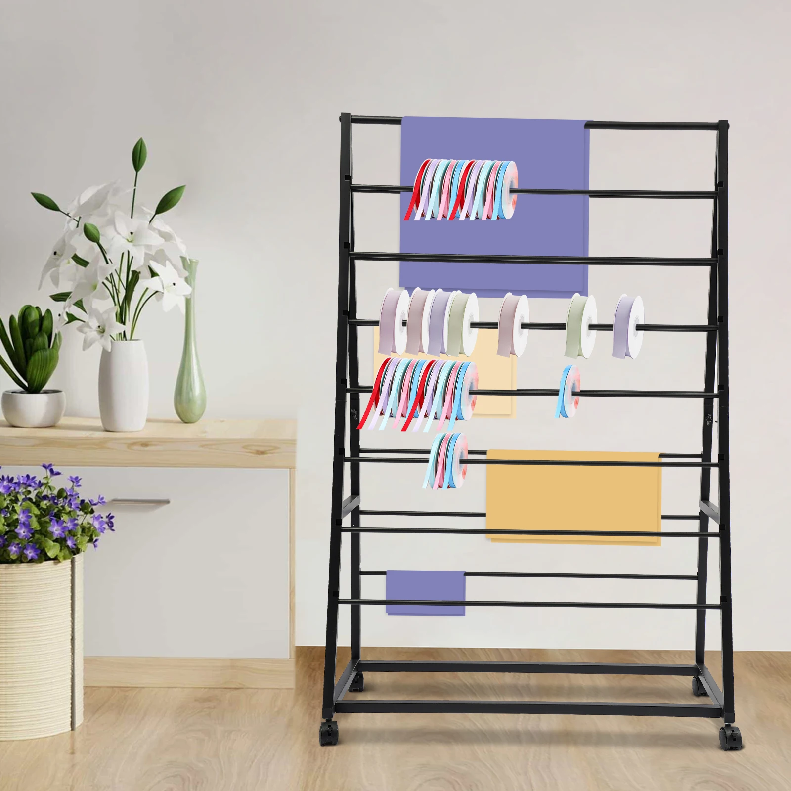 

Flower Shop Ribbon and Wrapping Paper Display Stand, Ribbon Holder Organizer Rack, Ribbon Storage Organizer