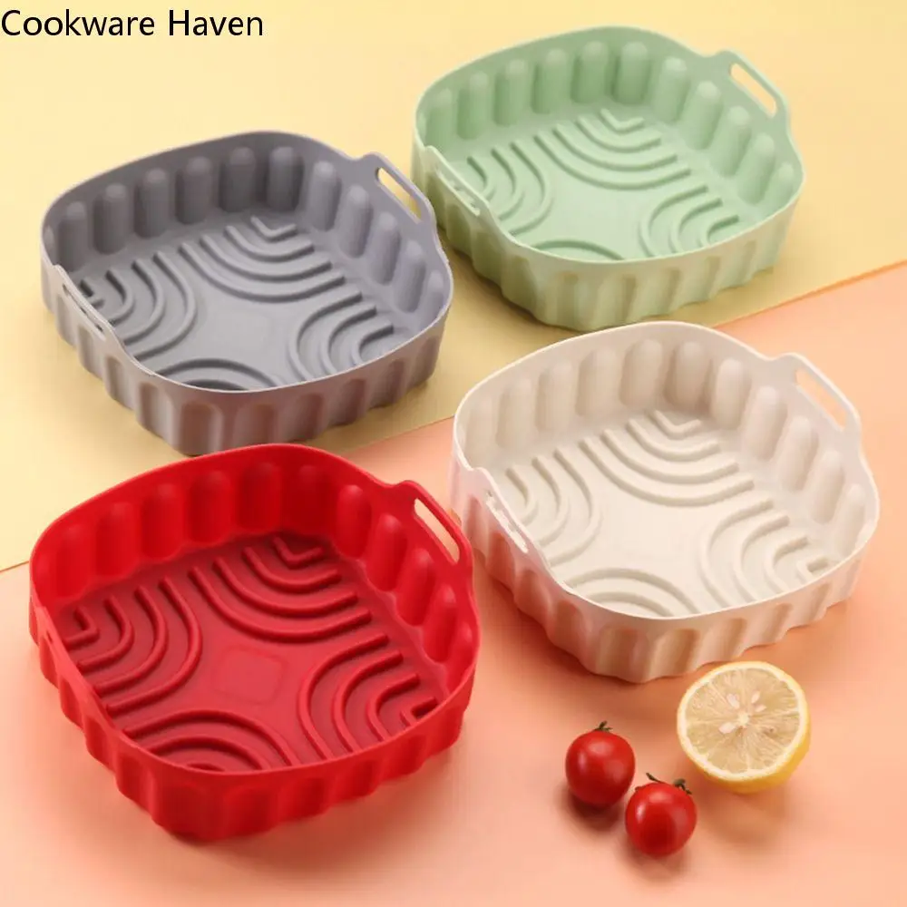 

Square Silicone Air Fryer Liners Multi-color Non-stick Oven Tray Air Fryer Inserts Food-grade Airfryer Silicone Basket