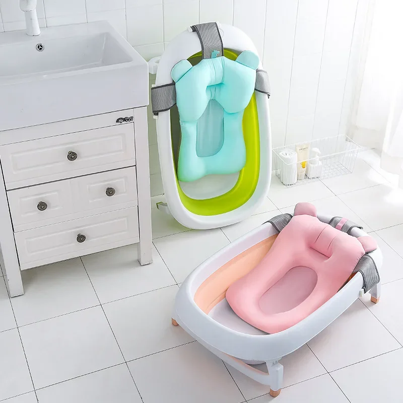 Recém-nascido Anti-Skid Bracket Bath Bed, Soft Baby Shower, Suprimentos para Banheira Infantil, Sentar e Mentir