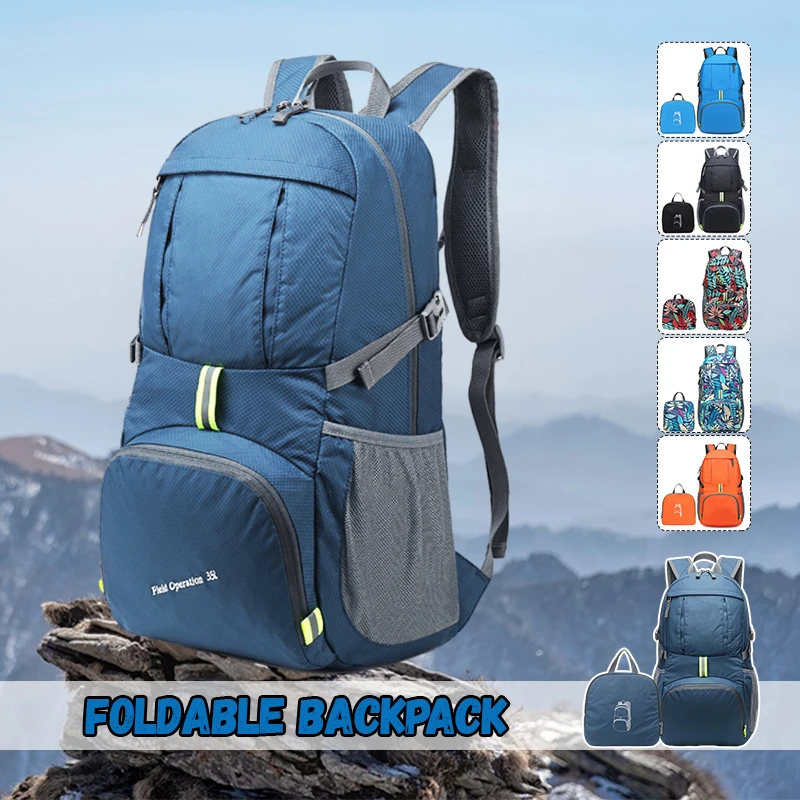 Portable Nylon Lightweight Foldable Backpack Waterproof Outdoor Sport Camping Picnic Hiking Cycling Bags Large Capacity