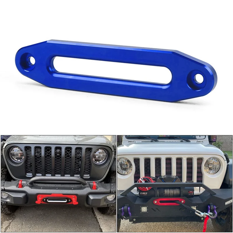 10 Inch 12000 DBS Winch Rope Guide Hawse Aluminum Fairlead for Off Road 4WD Rope Silver Rope Guide Wire Guide Blue