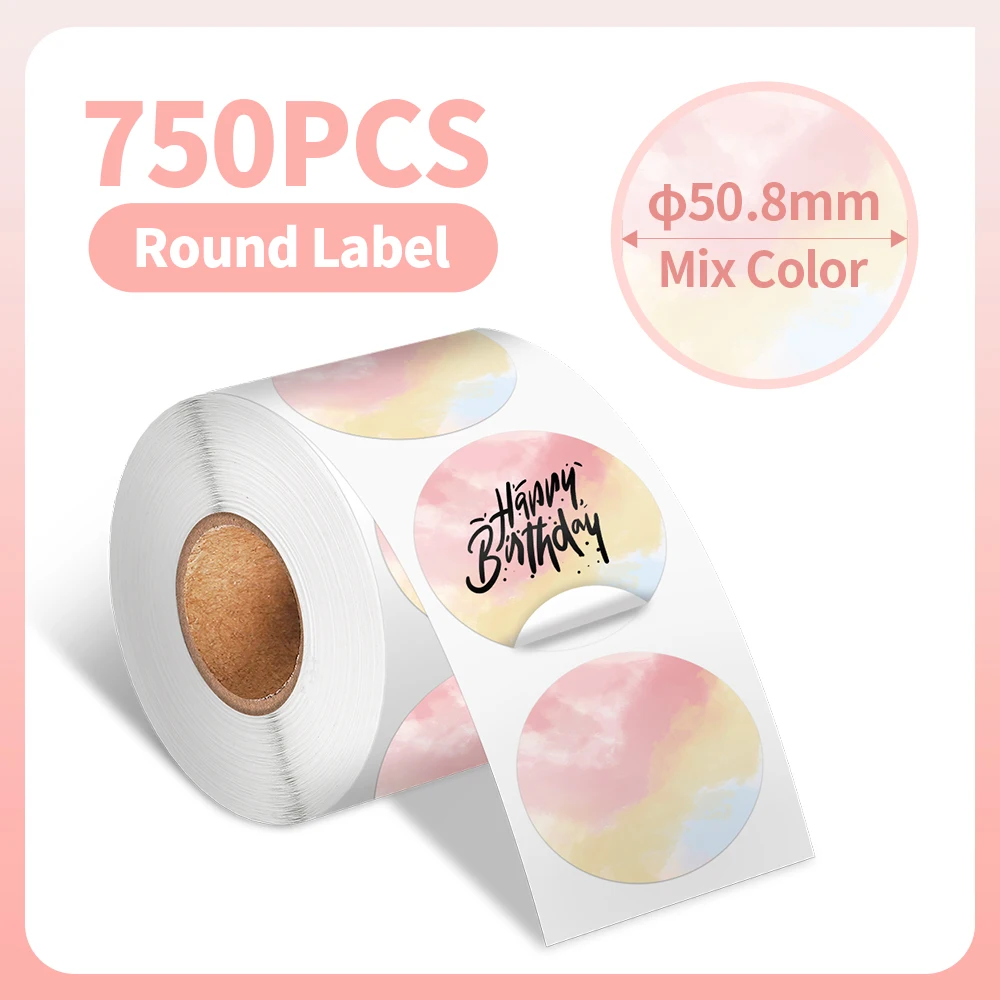 Phomemo Round Thermal Label Sticker Shipping Labels Color Adhesive Paper for Postage Adress Suitable for D520 PM241-BT Printer