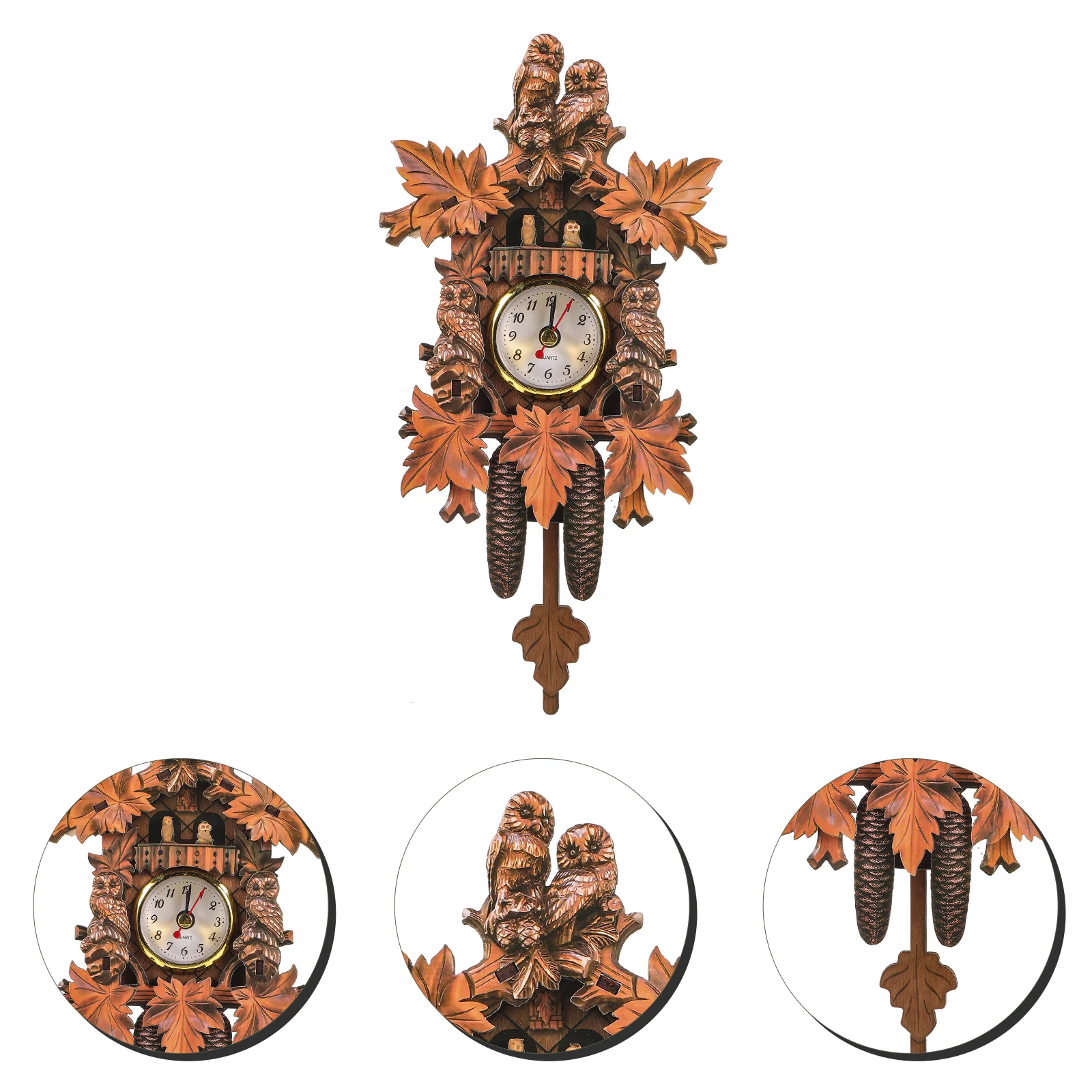 

Home Living Room Cuckoo Decor Clock Wooden Pendulum Fade-resistant Wall Household Metal Office Decorative Hanging Simple Design