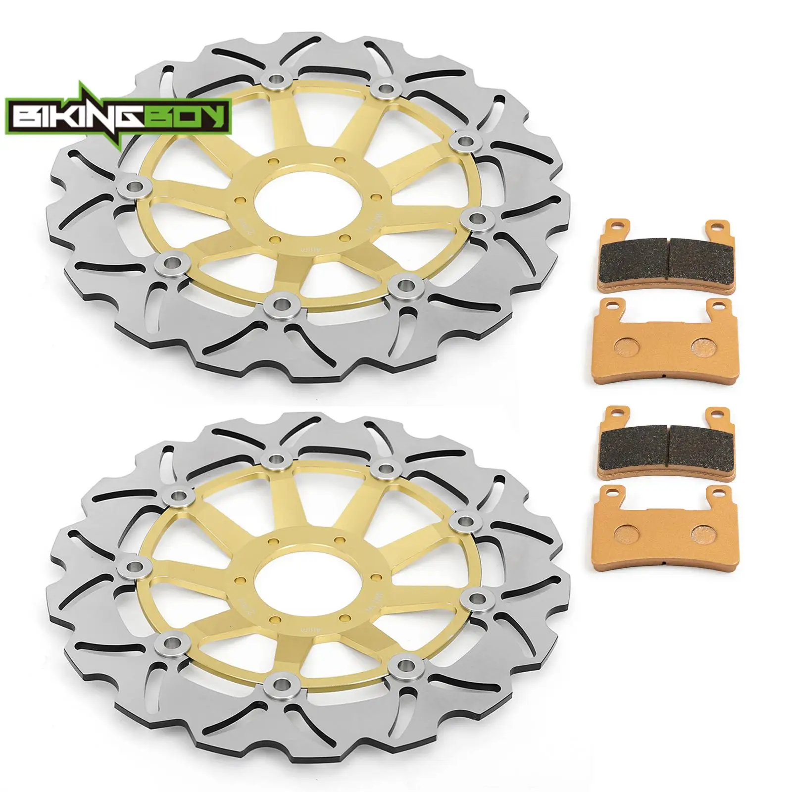 BIKINGBOY Front Brake Discs Disk Rotors Pads For Honda CBR600F SuperSport F3 95 96 97 98 CBR 600 F F4 99 00 01 02 03 04 05 06 07