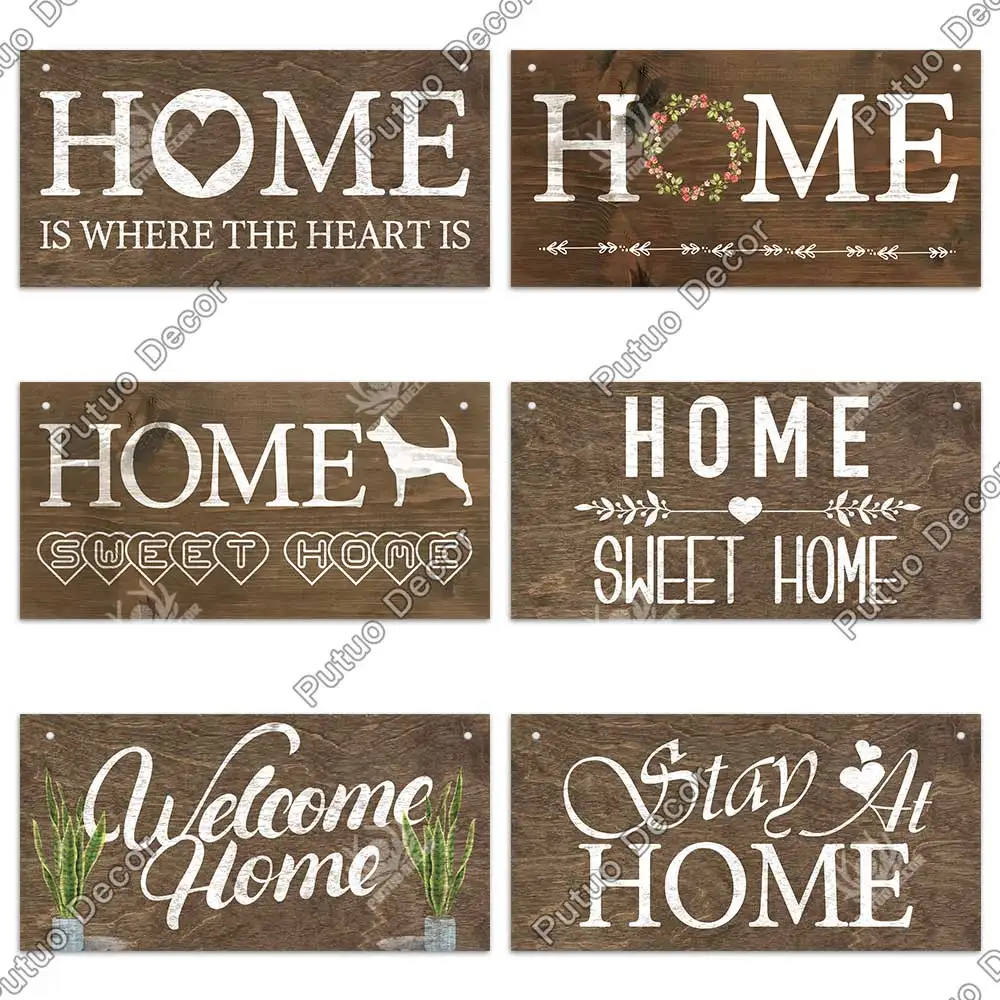 Putuo Decor Home Signs Wooden Hanging Signs Family Wooden Sign Plaque Wood for Home Decor Gifts Living Room Door Decoration