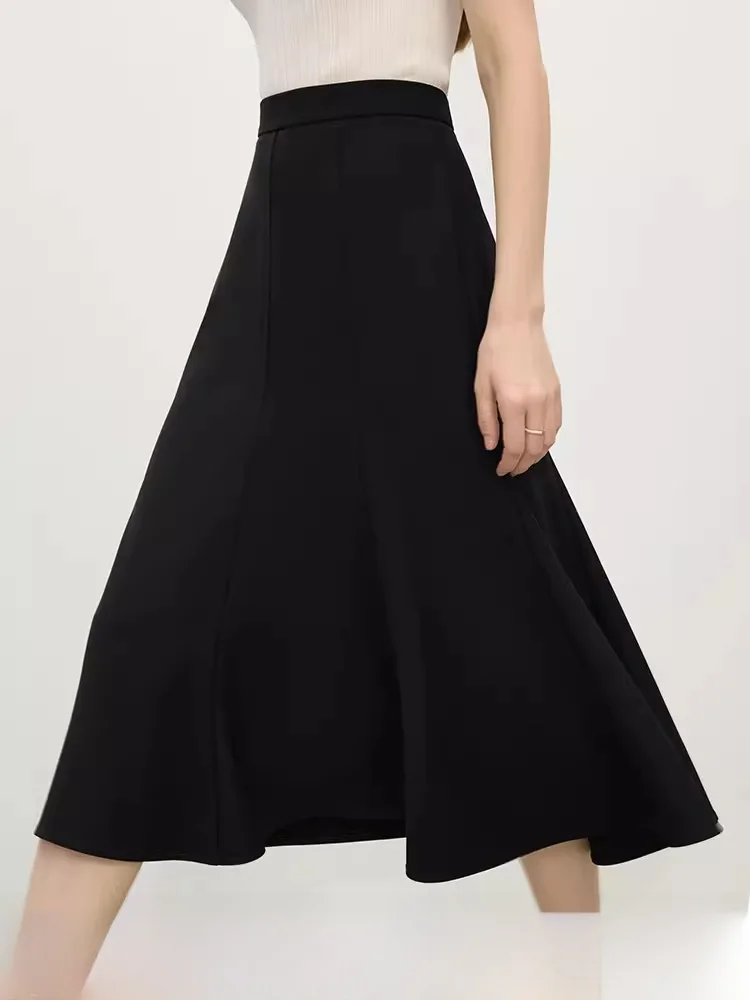 

Юбка-трапеция с V-образным вырезом и эффектом похудения, средней длины, с высокой талией, для женщин, летняя, новая модель, для делового стиля и повседневной носки