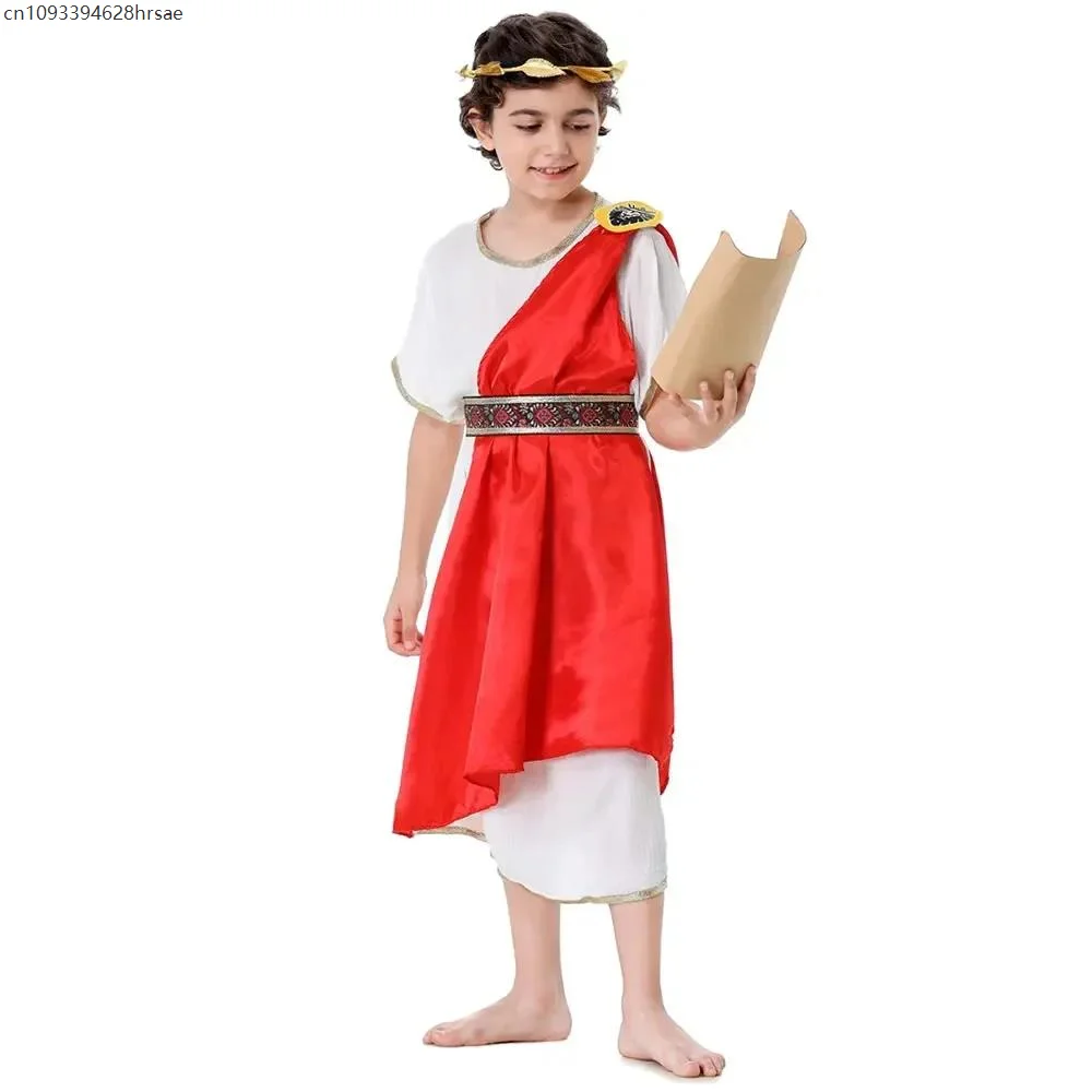 Детский костюм древнегреческой тоги на Хэллоуин для девочек, египетская принцесса, шаль на одно плечо, струящееся платье, костюмы для хора и выступлений