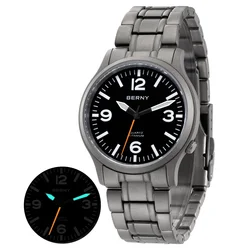 BERNY Full Titanium Men Watch Super Luminous Sports Quartz Watches Lightweight and Comfortable 5ATM Easy Read Wristwatch